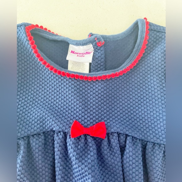 Nannette Kids Navy Embroidered Rainbow Heart Smiley Face Red Trim Top Size 5 - Picture 6 of 8